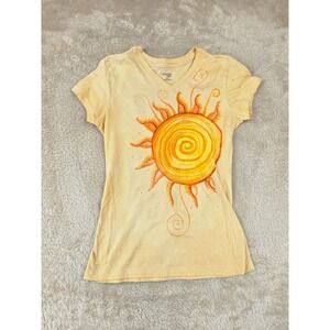 Danskin Now Girls Sun Graphic V Neck T Shirt Yellow Size M 8/10